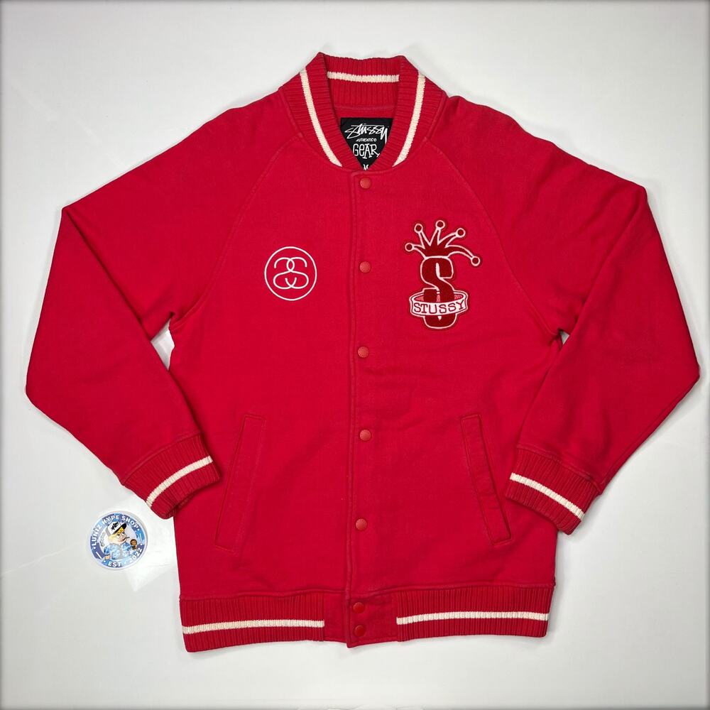 Vintage Stussy Crown Embroidered Patch Logo Varsity Jacket